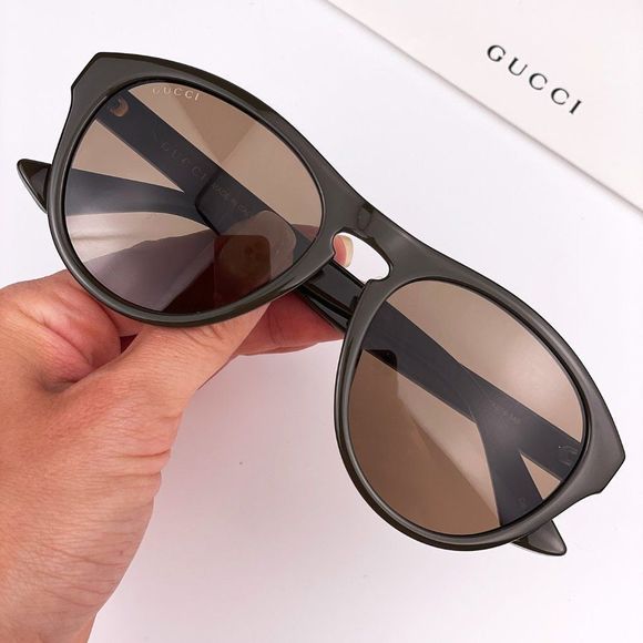 Gucci Logo GG0747S 004 Sunglasses Green Brown Men - Picture 1 of 9